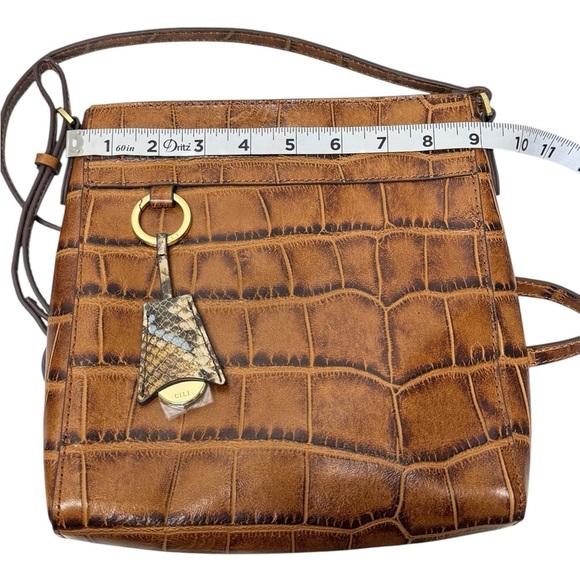 NWOT G.l.L.I. Croco Brown Leather North/ South Andria Crossbody - Picture 8 of 11